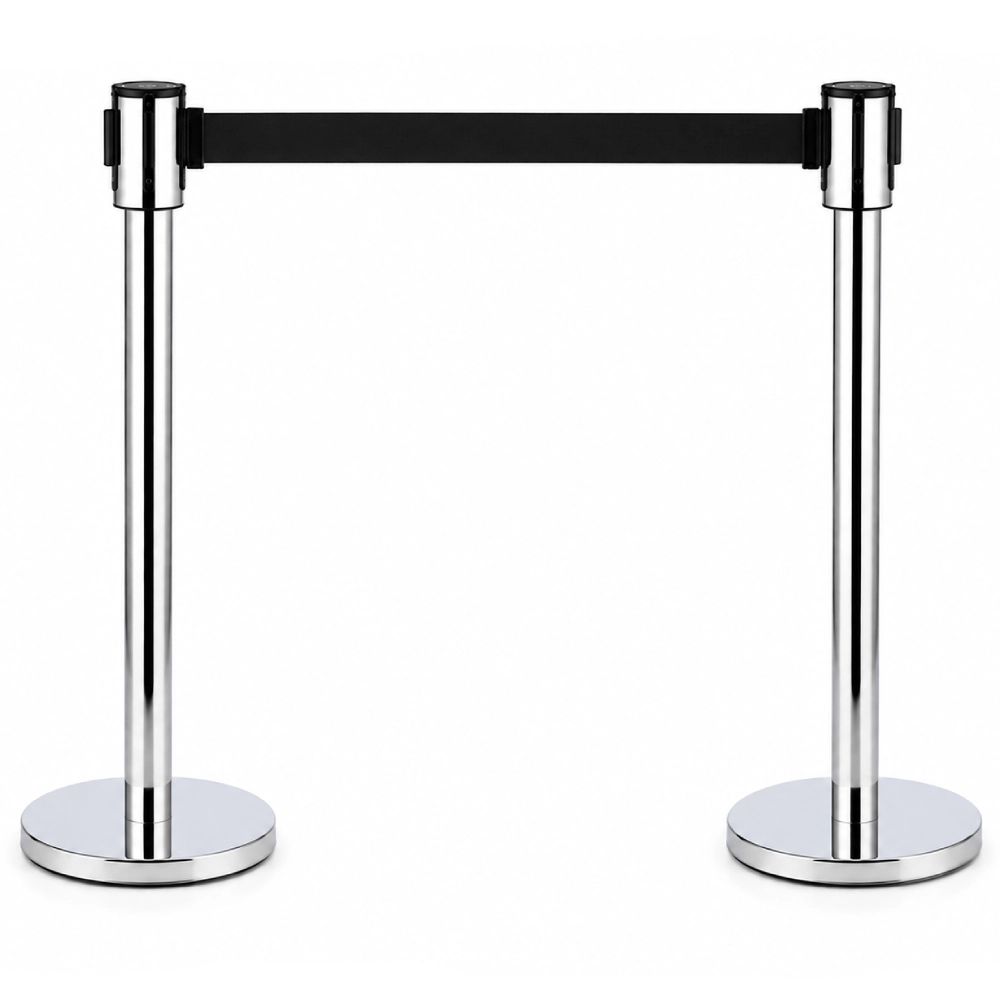 Retractable Stanchions – Chrome with Belts - Image 3