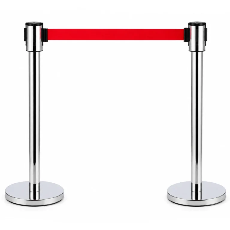retractable stanchion - chrome with red belts